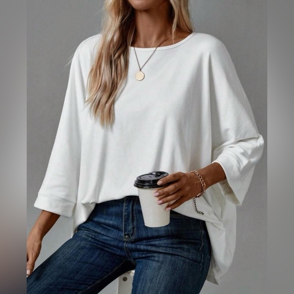 Halo & Harley Tops - OVERSIZED Back To Basics Women's White Casual Top
